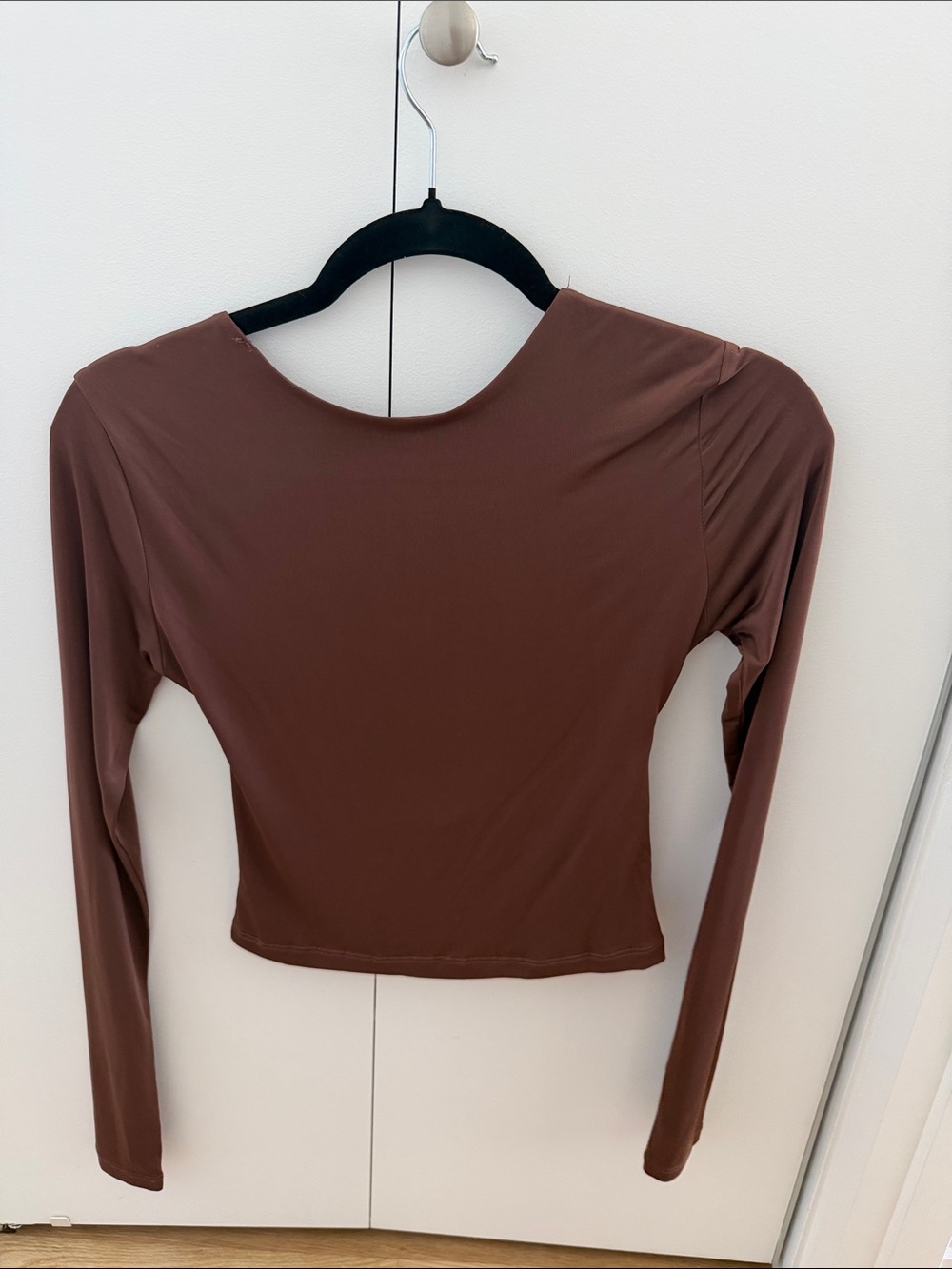 stradivarius Brown Long Sleeve Scoop Neck Top